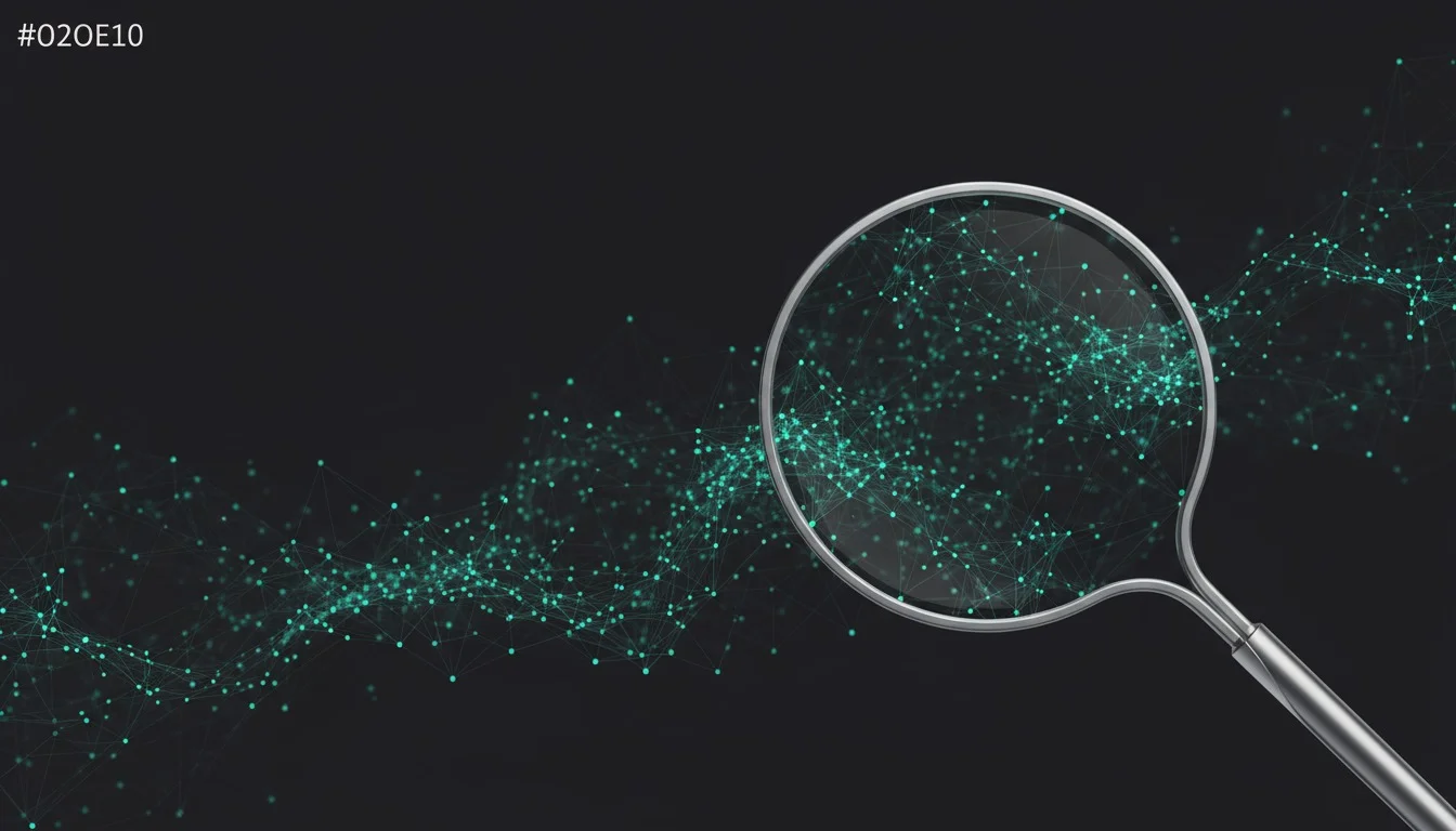 Lupa sobre rede neural simbolizando perguntas de precisão do Metamodelo da PNL
